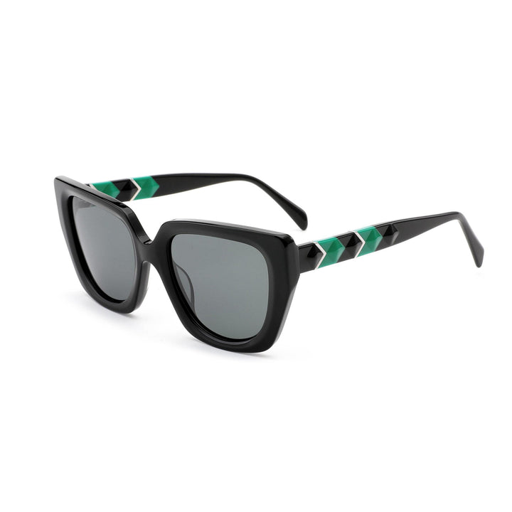 Colorblock Geometric Cat-Eye Sunglasses