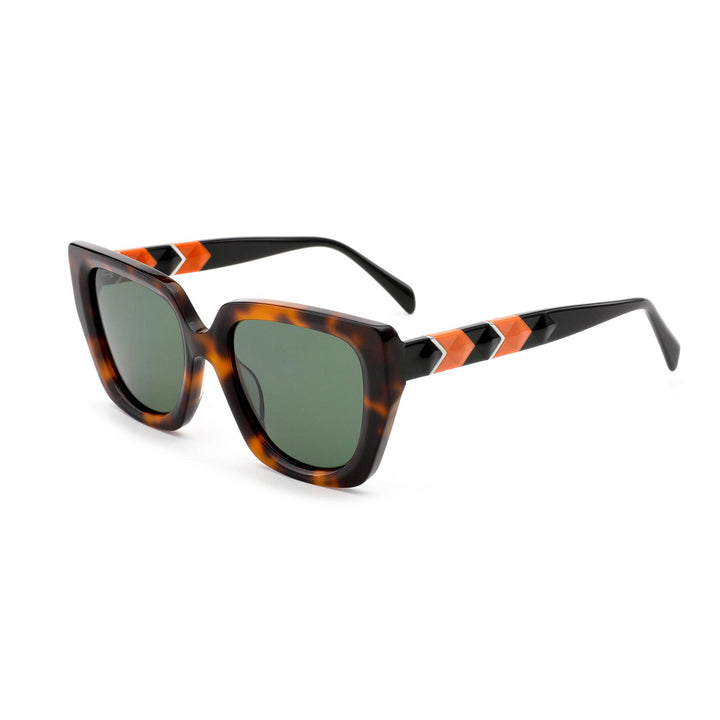 Colorblock Geometric Cat-Eye Sunglasses